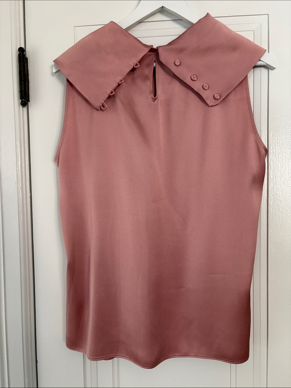 Escada Dusty Rose Mauve Silk Sleeveless Bow-Collar Shell US size 12 - Picture 3 of 9